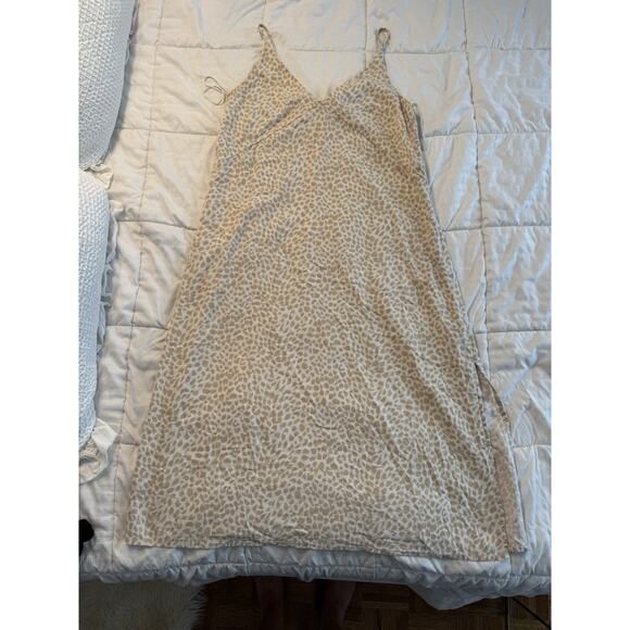 GAP Dresses & Skirts - Gap Beige Linen Blend Midi Dress Tank Cheetah Leopard Beige Tan Cream Women's 10